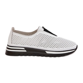 S.Barski Scarpe da donna sbloccate realizzate in pelle naturale S. Barski LR51-672 Bianco bianca