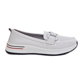 S.Barski Mocassini in pelle femminile sulla piattaforma S. Barski LR51-556 White bianco