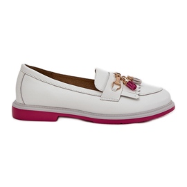 S.Barski Pelle elegante mocassini a tacco piatto S. Barski LR51-768 bianco