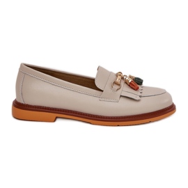 S.Barski Pelle elegante mocassini a tacco piatto S. Barski LR51-768 beige