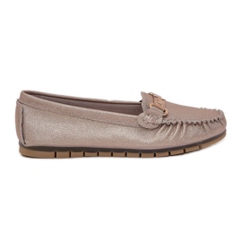 S.Barski Mocacchi piatti glitter fatti in pelle naturale D&amp;A LR51-546 Zloty d'oro
