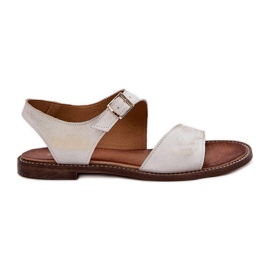Sandali da donna piatta in pelle Zazoo 3014 Golden Scated d'oro