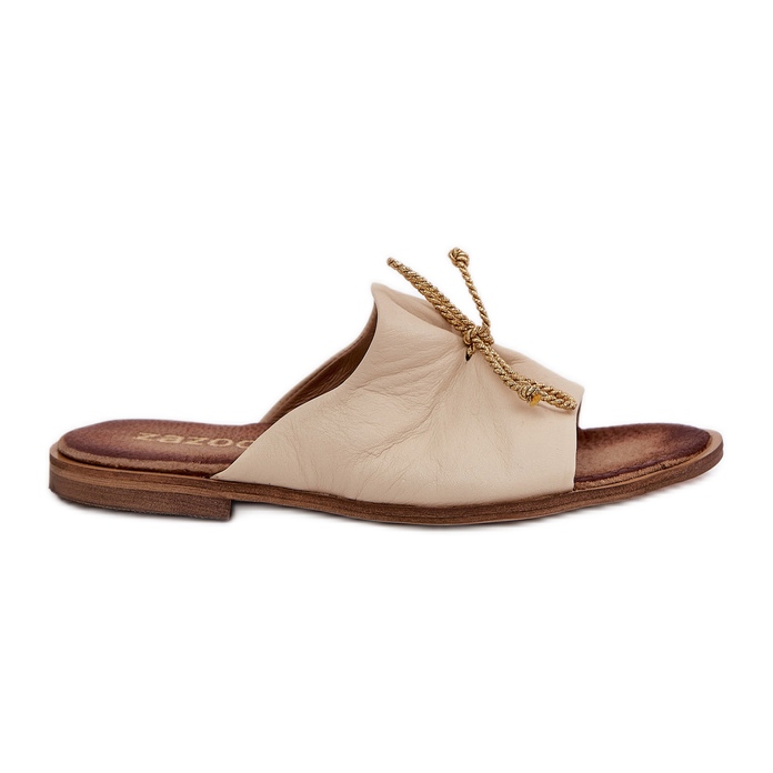 Zazoo 2659 pantofole di cuoio da donna beige