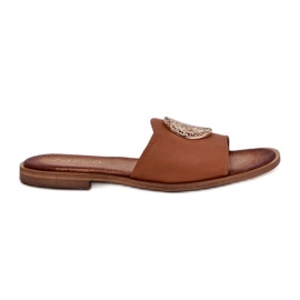Zazoo 2938 Flip in pelle a ruota piatta con decorazione di cammello marrone