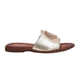 Zazoo 2938 Flip in pelle a ruota piatta con ornamento dorato d'oro