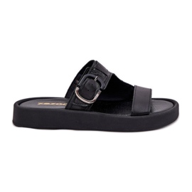 Flip in pelle femminile sulla piattaforma nera Zazoo 3024 nero