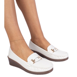 Mocassine femminili bianche su ancody di Eco -leather bianco
