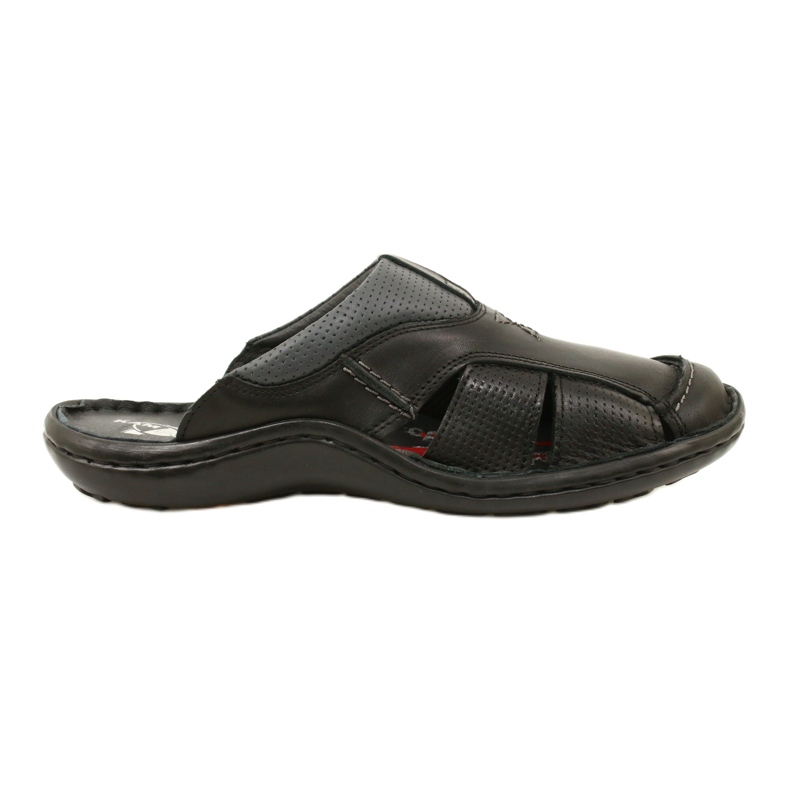 Kampol Infradito da uomo in pelle 224KAM, nere nero