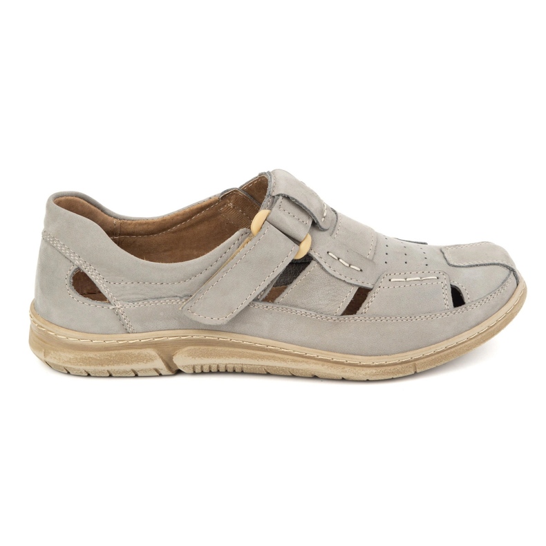 KOMODO Scarpe da uomo in pelle per velcro 937 grigio