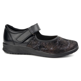 But-Bal Scarpe in pelle di pelle da donna con un motivo floreale 696bb nero