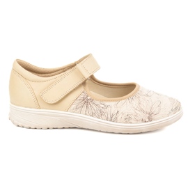 But-Bal Scarpe in pelle di pelle da donna con un modello floreale 696bb beige