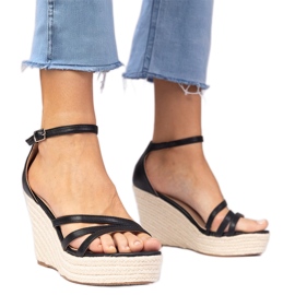 Sandali neri espadrilles on wedge nero