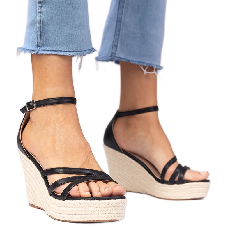Sandali neri espadrilles on wedge nero