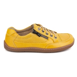 Sneaker in pelle minimalista a piedi nudi olivier 770 giallo perforato
