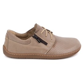 Olivier Scarpe in pelle minimalista femminile a piedi nudi 1244 beige perforato