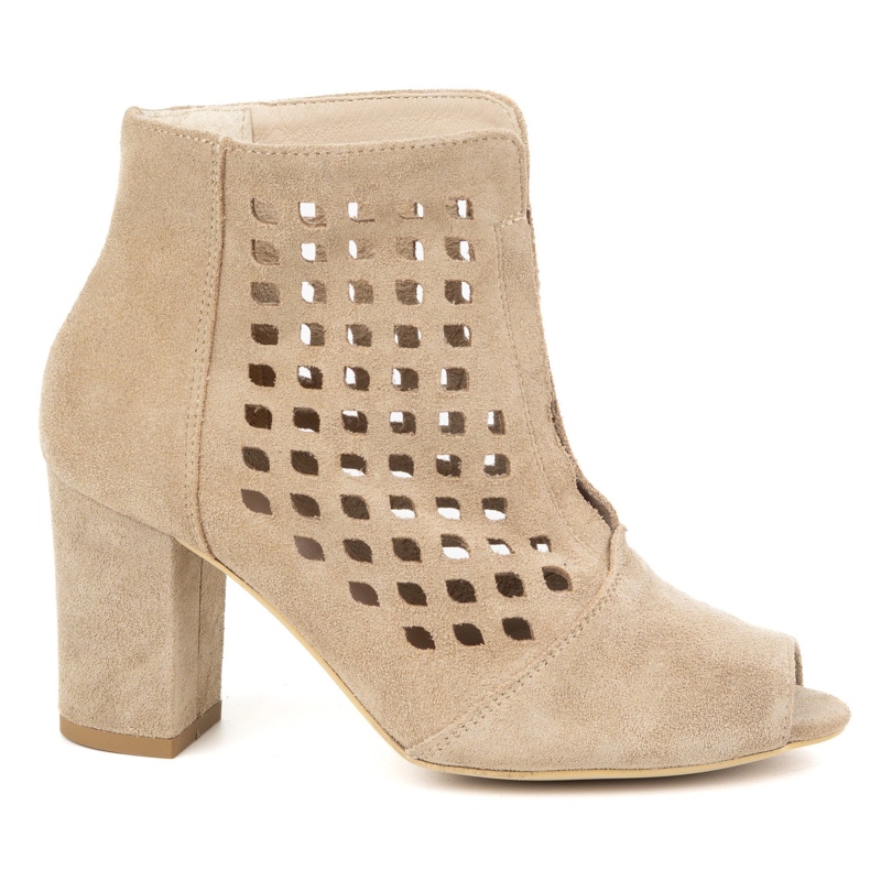 Exquisite Stivali in pelle scamosciata per donne Openwork sul post beige del 1554ex