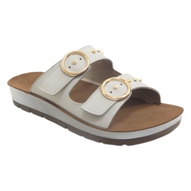 Slifori di cuoio da donna Befado 158d272 con strass beige