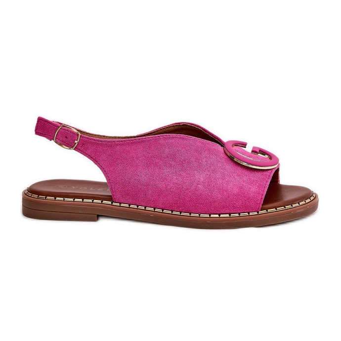 Sandali piatti con decorazione rosa