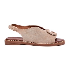 Sandali da donna piatta con una decorazione beige