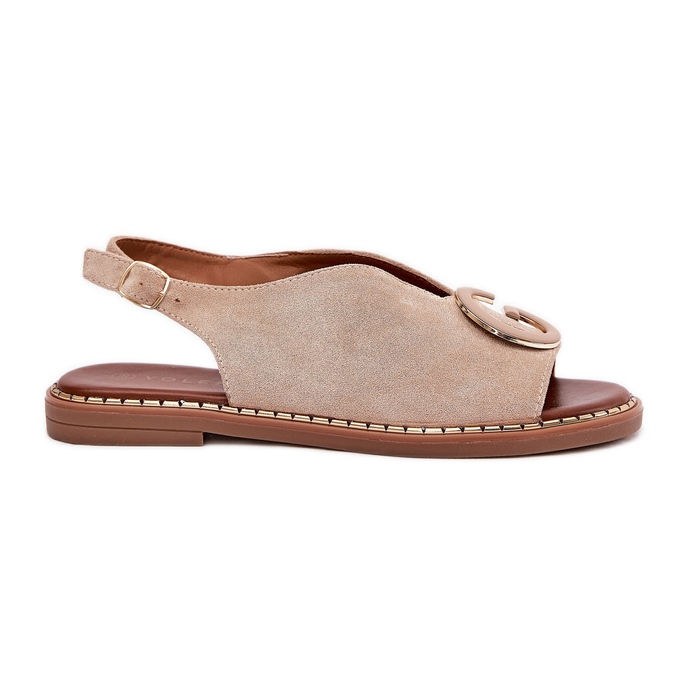 Sandali da donna piatta con una decorazione beige