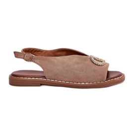 Sandali femminili con eco carro a ruote ecorete piatte beige