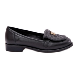 Mocassini in pelle con decorazione dorata Laura Messi 2927 Nero