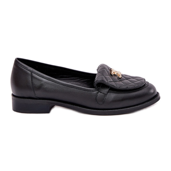 Mocassini in pelle con decorazione dorata Laura Messi 2927 Nero