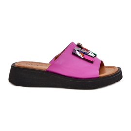 Vinceza Flip in pelle femminile con un ornamento di fucsia rosa
