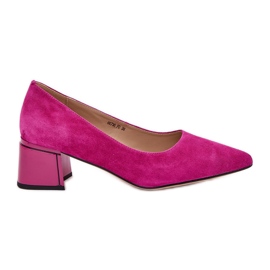 Pompe lisce in pelle scamosciata con strumenti appuntiti Vinceza 66736 Fuksja rosa
