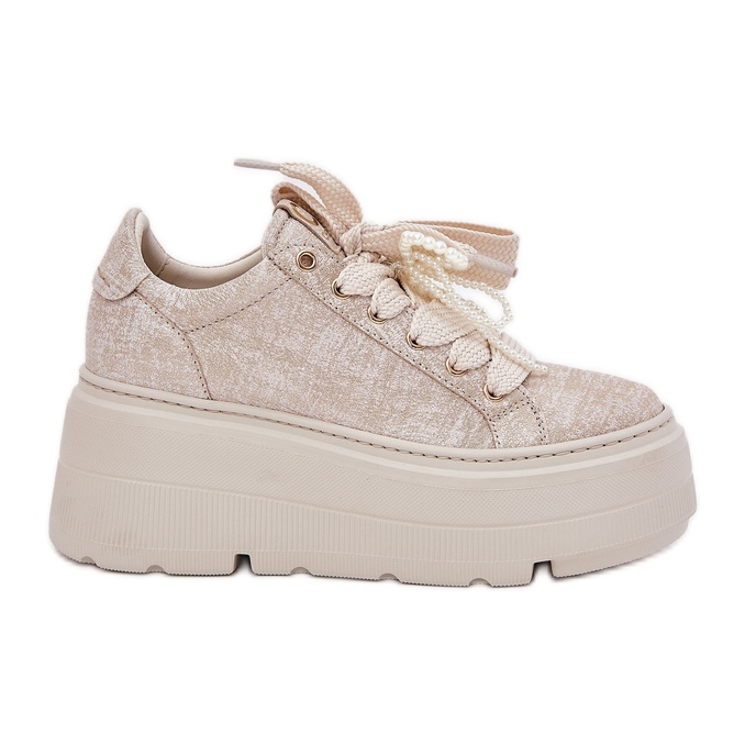 Sneaker in pelle sulla piattaforma Zloty Chebello 4658 d'oro