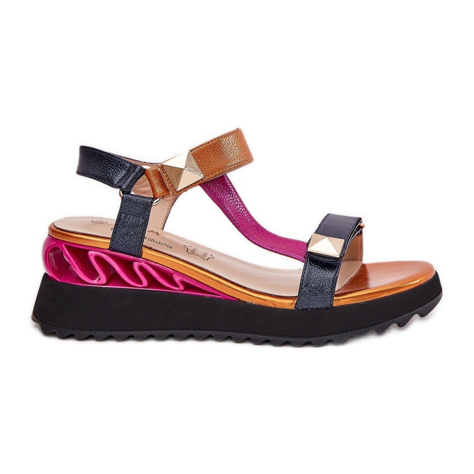 S.Barski Sandali in pelle femminile CR51-135 Navy blu