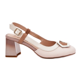 S.Barski Cuoio sandali femminili eleganti sul pilastro beige CR51-569