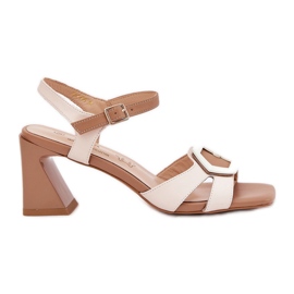 S.Barski Eleganti sandali da donna in pelle sul pilastro beige CR51-570