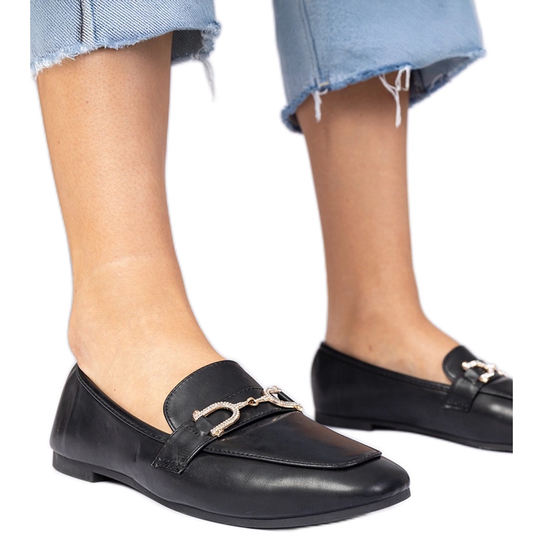 Mocassini eleganti neri con zirconi nero