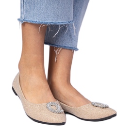 Ballerine glitter di champagne femminile con zirconi d'oro