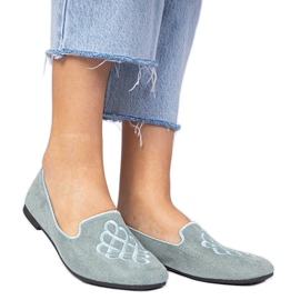 Green Women's Ekozamszowe Ballerinas con ricamo verde