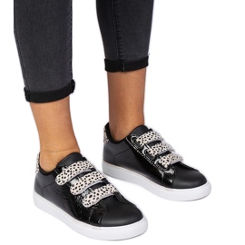 Sneaker nere con finitura in velcro animale nero