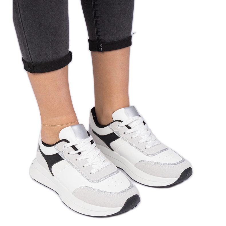 Sneakers da donna bianche con glitter bianca