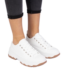 Sneakers bianche con suola spessa bianco