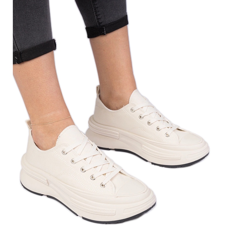 Sneaker materiali da donna beige