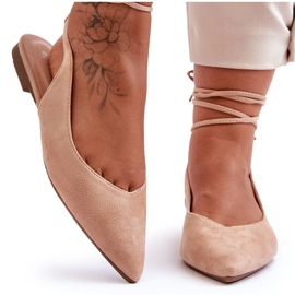 Ballerine nude beige in pelle scamosciata da donna