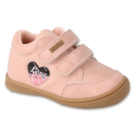 Scarpe per bambini Befado con velcro 169P024, inserto in pelle, rosa