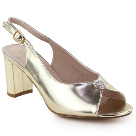 Sandali da donna sul post metallico dorato Jezzi 6985 d'oro