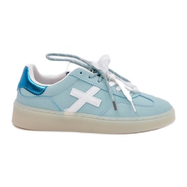 Scarpe sportive da donna bassa con stampa leopardo menta blu