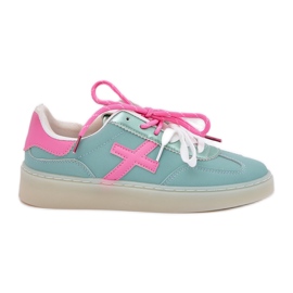 Scarpe sportive da donna bassa con stampa leopardo rosa menta
