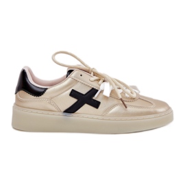 Scarpe sportive da donna basse dorate d'oro