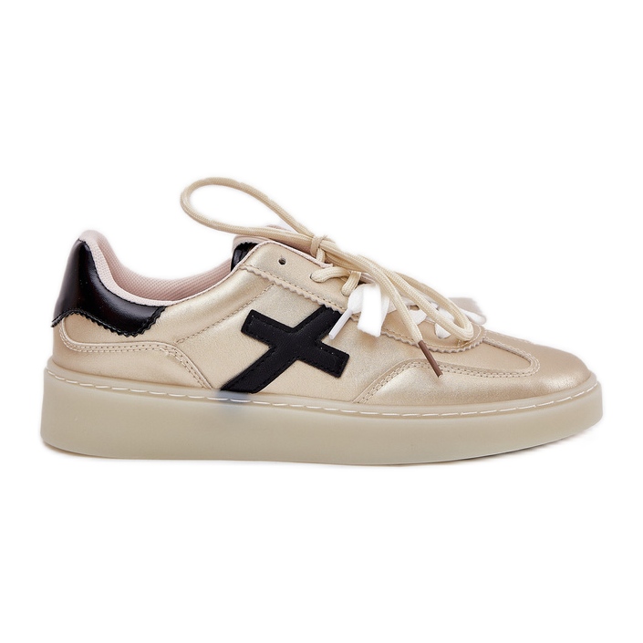 Scarpe sportive da donna basse dorate d'oro