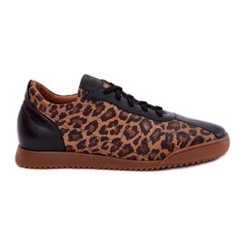 Scarpe sportive in pelle da donna in leopardo Laura Messi 2935 Brown marrone