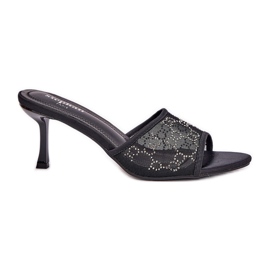 Infradito decorati sul tallone alto nero