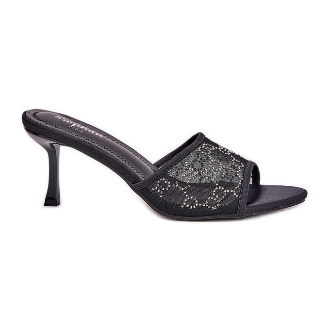 Infradito decorati sul tallone alto nero